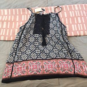 Blue and pink blouse